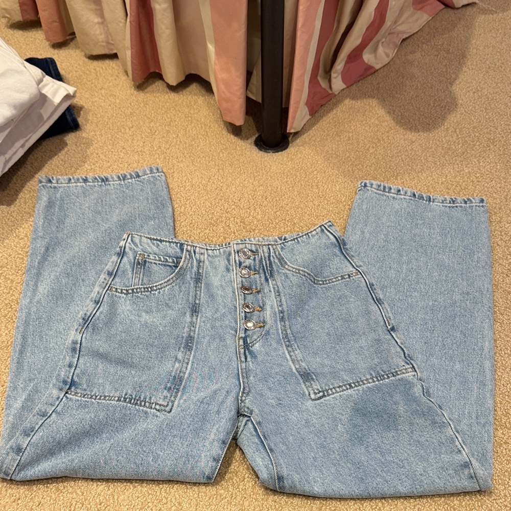 Mango Light Blue Straight Leg Jeans - Picture 2 of 2